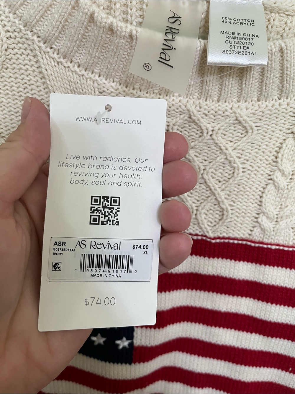NEW Altar’d State AS Revival American USA Flag Sweater Size XL NWT - Picture 3 of 6
